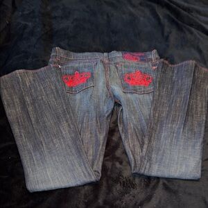 Women’s Dark Wash Rock & Republic Jeans with Red Crown Embroidery🍀